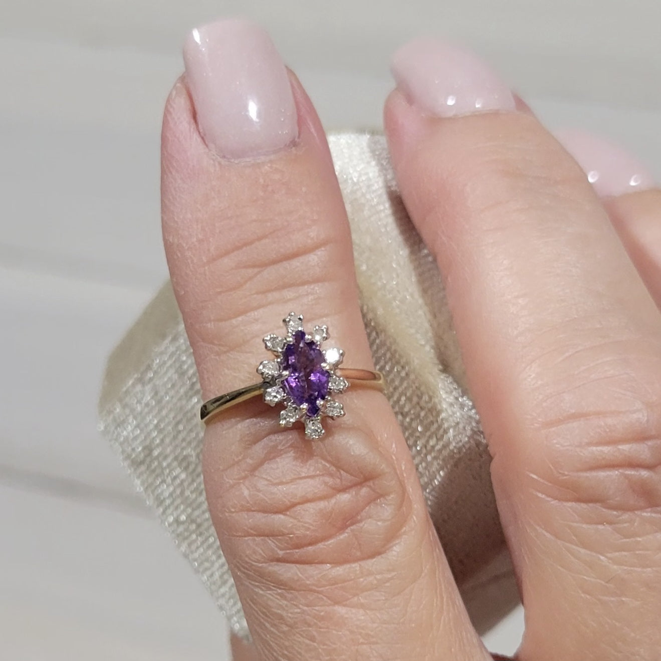 Vintage Amethyst and Diamond 10K Yellow Gold Ring