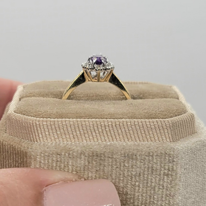 Vintage Amethyst and Diamond 10K Yellow Gold Ring