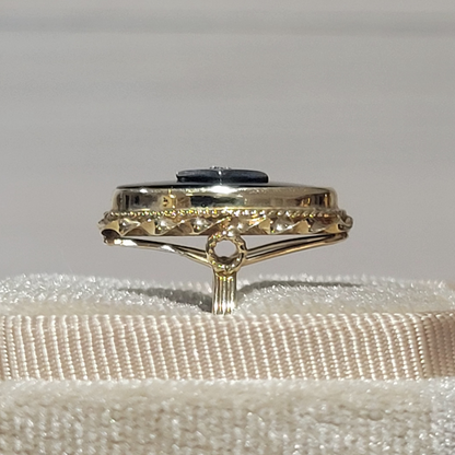 Vintage Black Onyx and Diamond 10K Yellow Gold Ring