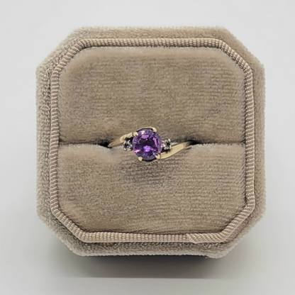 Vintage Kunzite and Diamond 10K Yellow Gold Ring