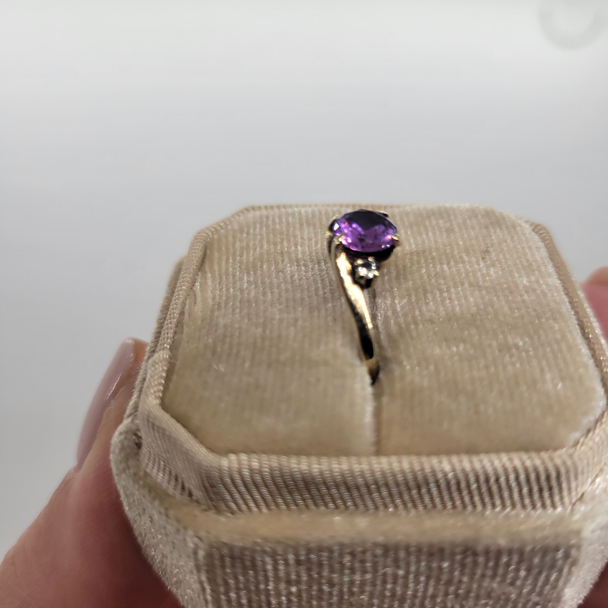 Vintage Kunzite and Diamond 10K Yellow Gold Ring