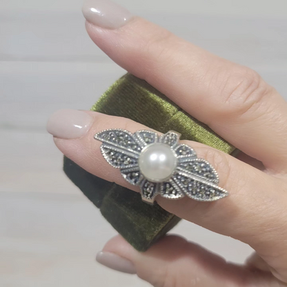 The Timeless Pearl and Marcasite Vintage Ring