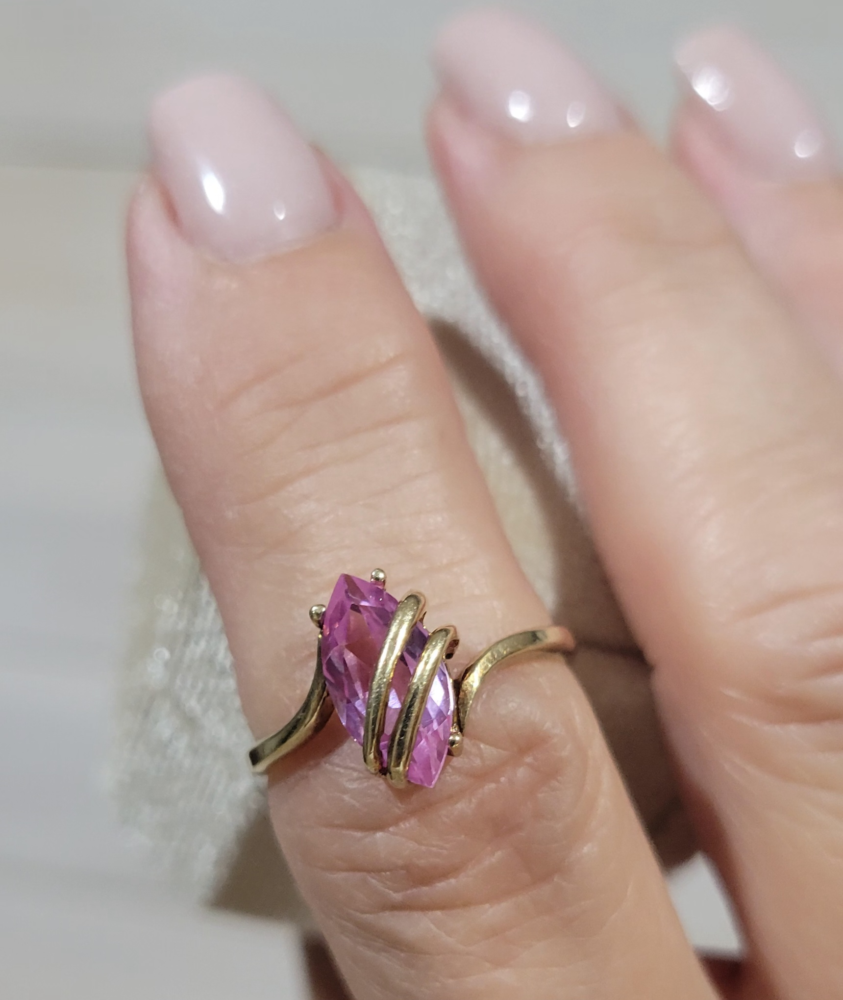 Vintage Pink Topaz 10K Yellow Gold Ring