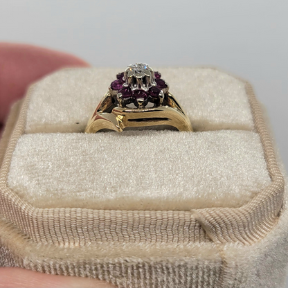 Vintage Ruby and Diamond 14K Yellow Gold Ring