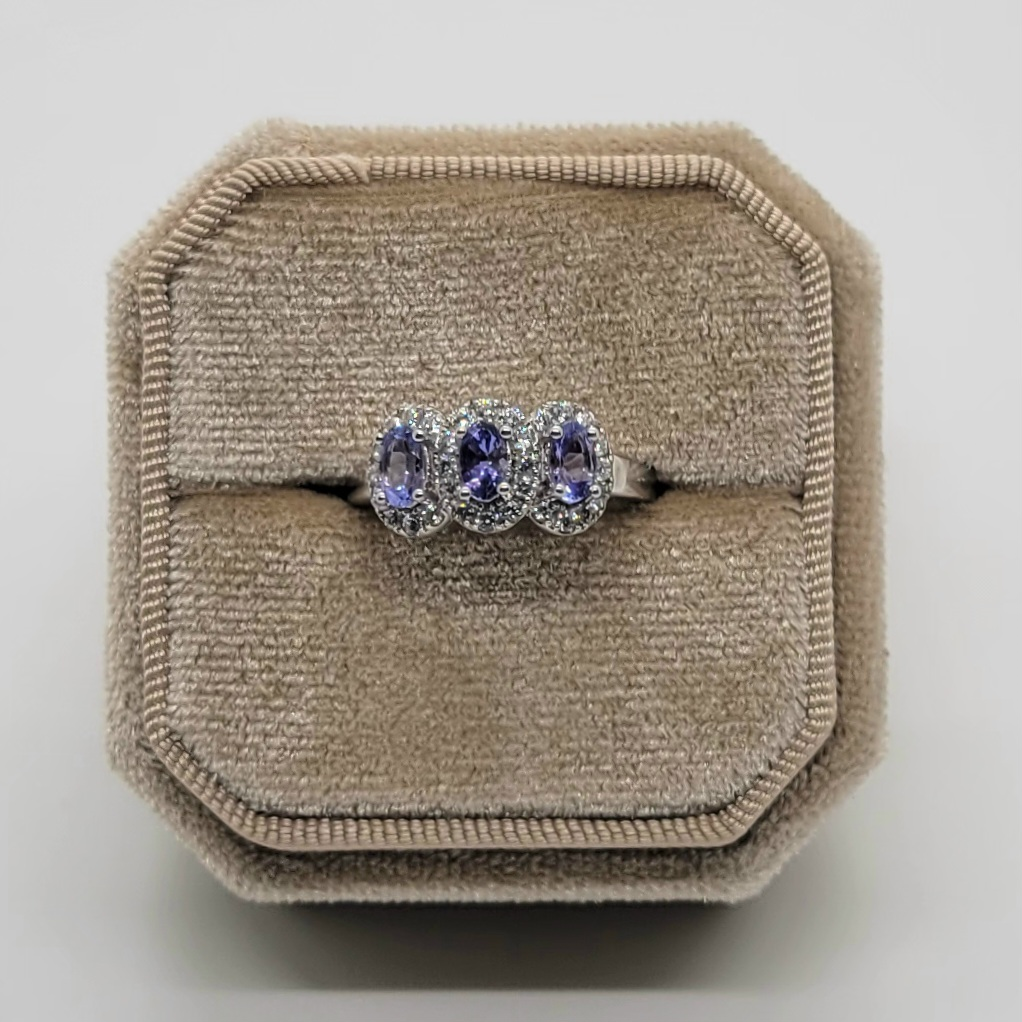 Three Stone Vintage Tanzanite Ring