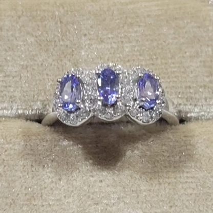 Three Stone Vintage Tanzanite Ring