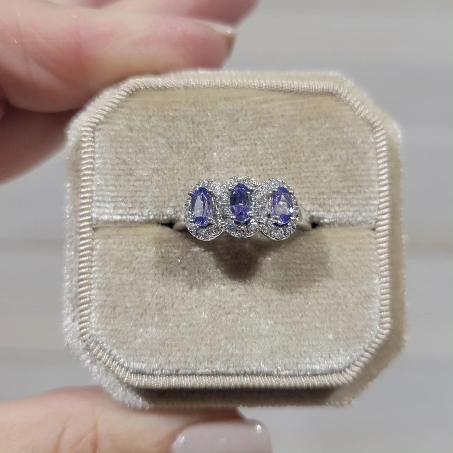 Three Stone Vintage Tanzanite Ring